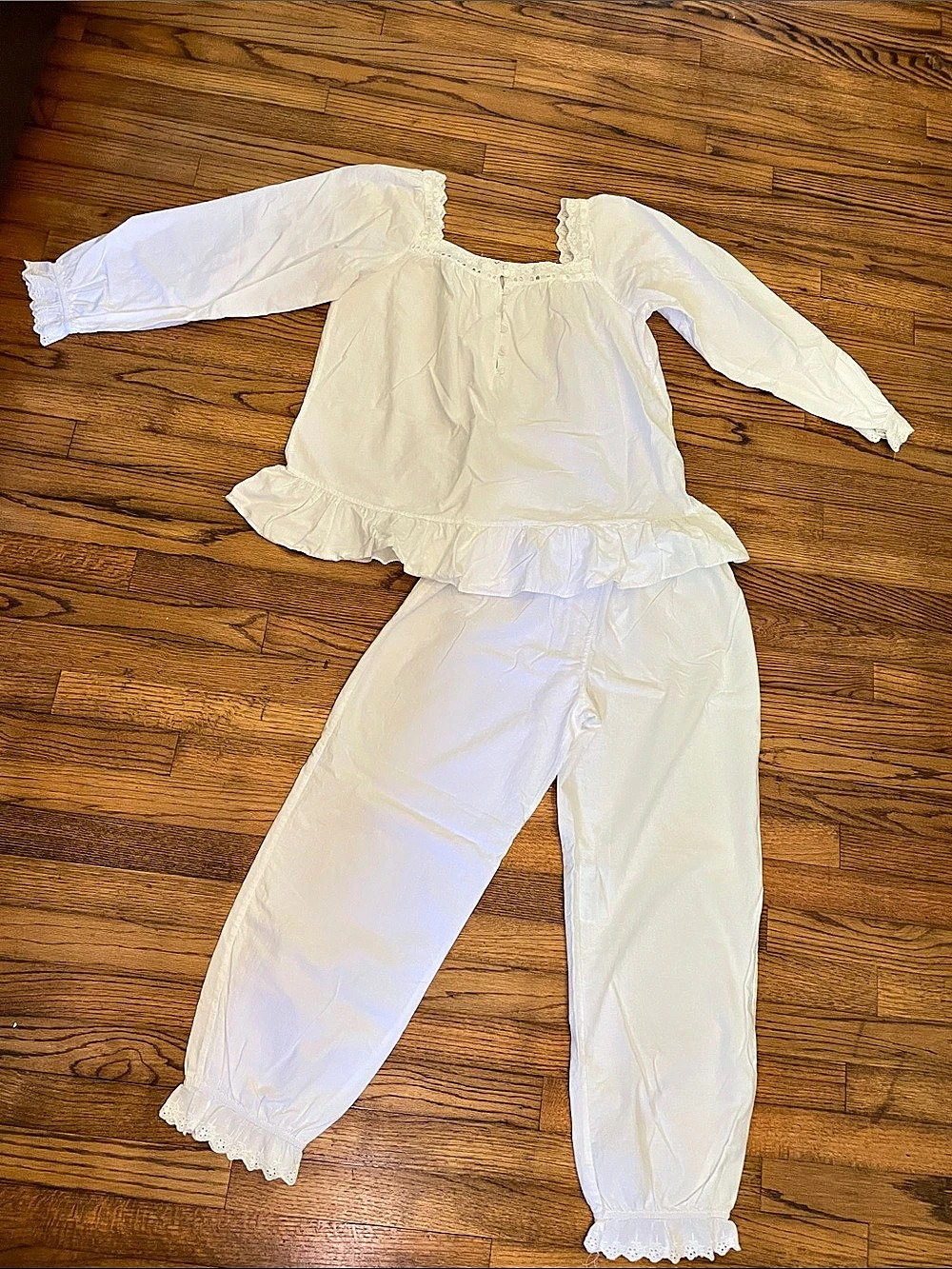 Annilove Womens White Cotton Pajama Set Size Small Like New